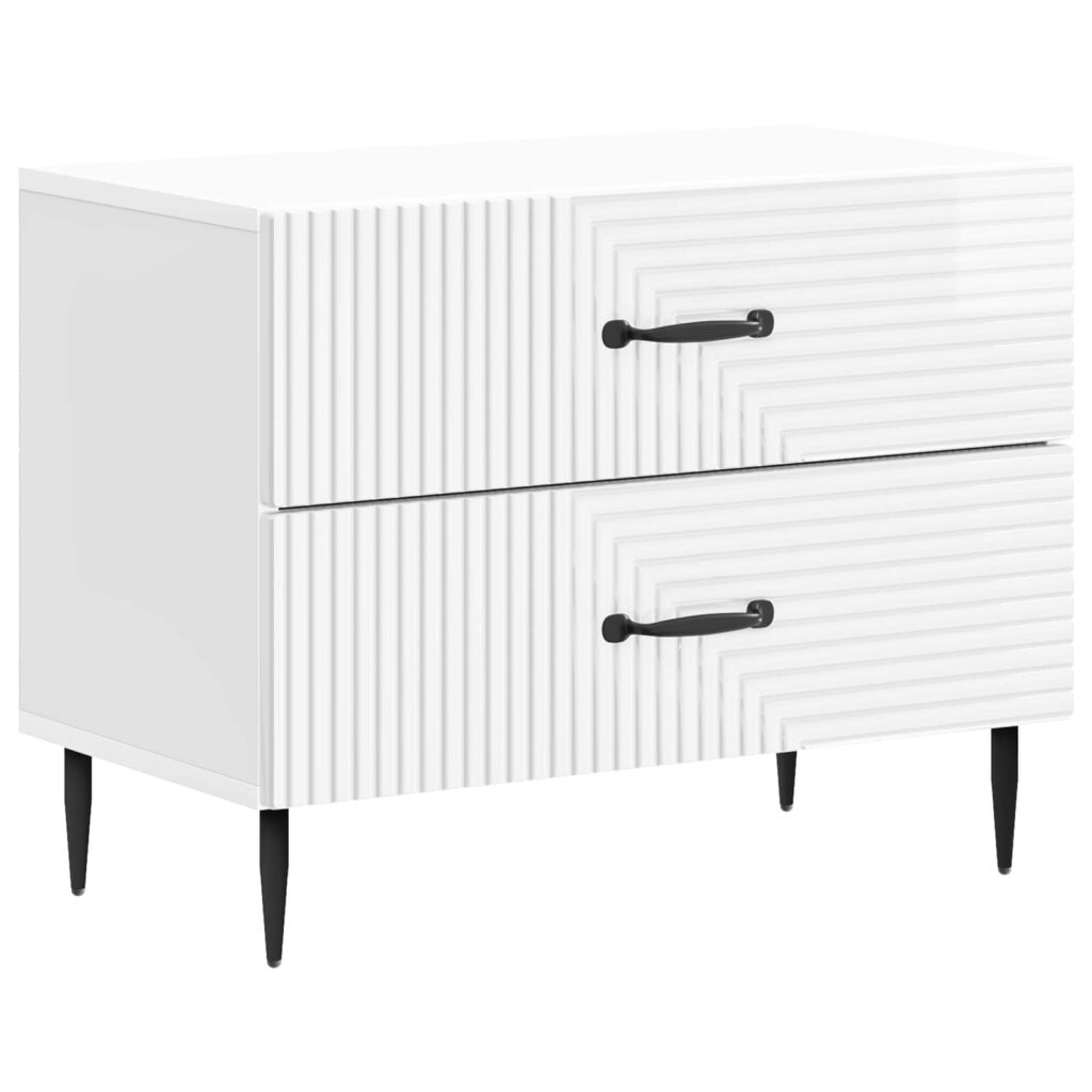 Yöpöytäkaappi Korkeakiiltoinen valkoinen 62 x 34,5 x 47,5 cm