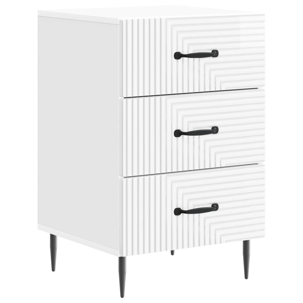 Yöpöytäkaappi Korkeakiiltoinen valkoinen 43 x 41 x 66,5 cm