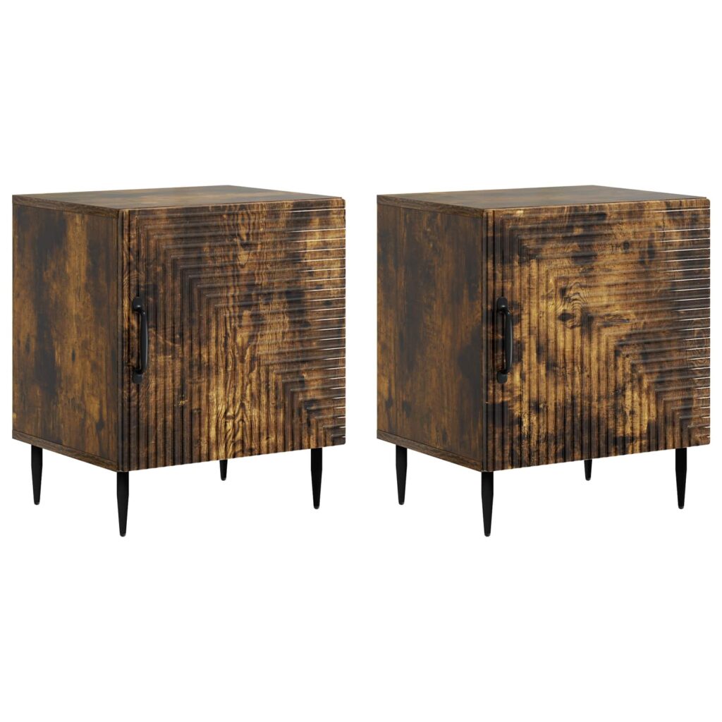 Yöpöytäkaappi 2 pcs Savutammi 43 x 34,5 x 50 cm Tekninen puu