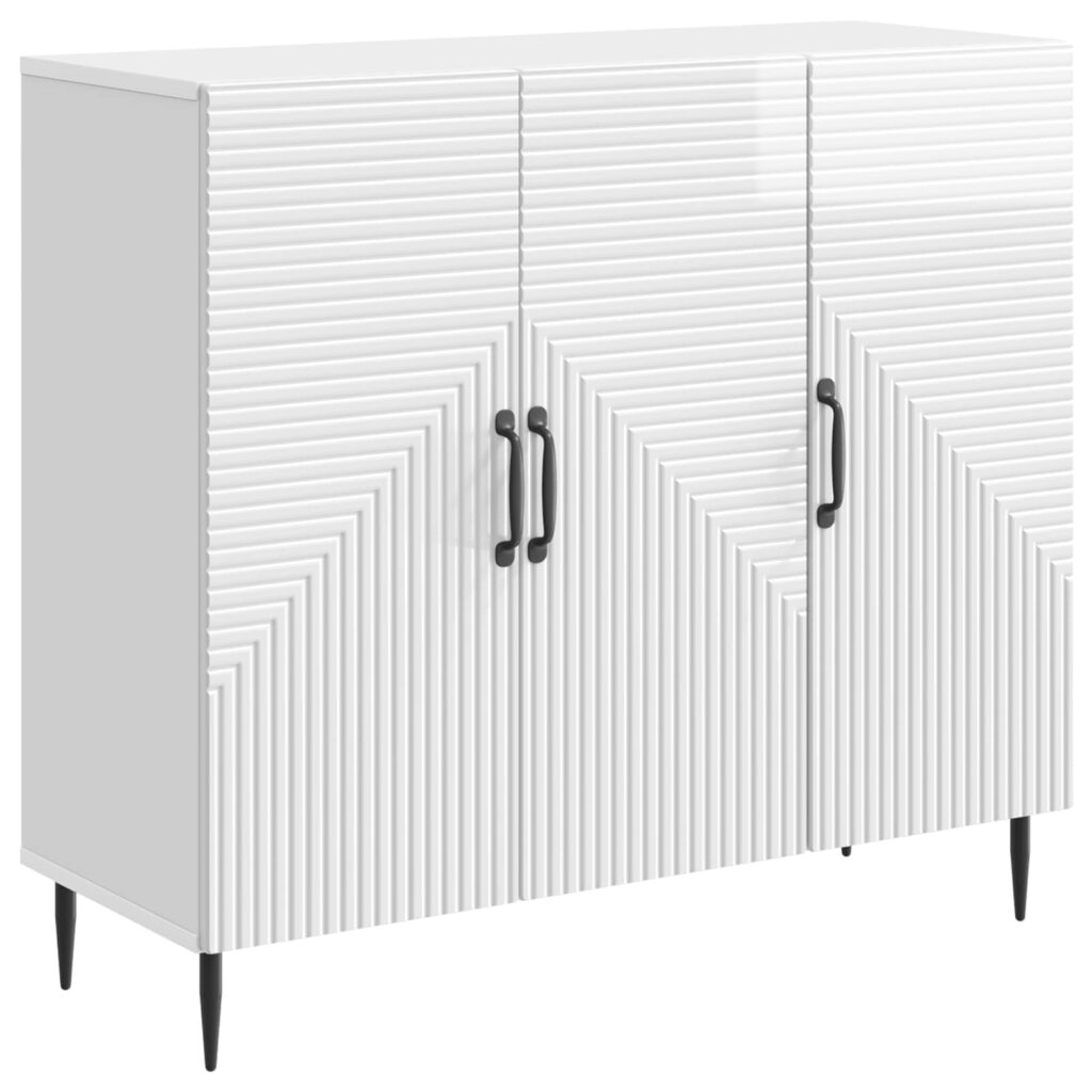 Sivupöytä Korkeakiiltoinen valkoinen 89 x 34,5 x 80 cm