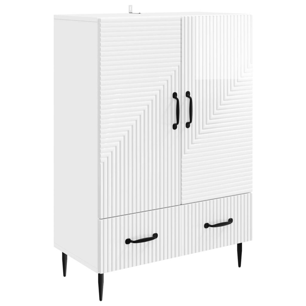 Sivupöytä Korkeakiiltoinen valkoinen 66 x 34,5 x 95 cm