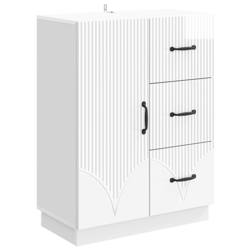 Sivupöytä Korkeakiiltoinen valkoinen 66 x 34,5 x 87 cm