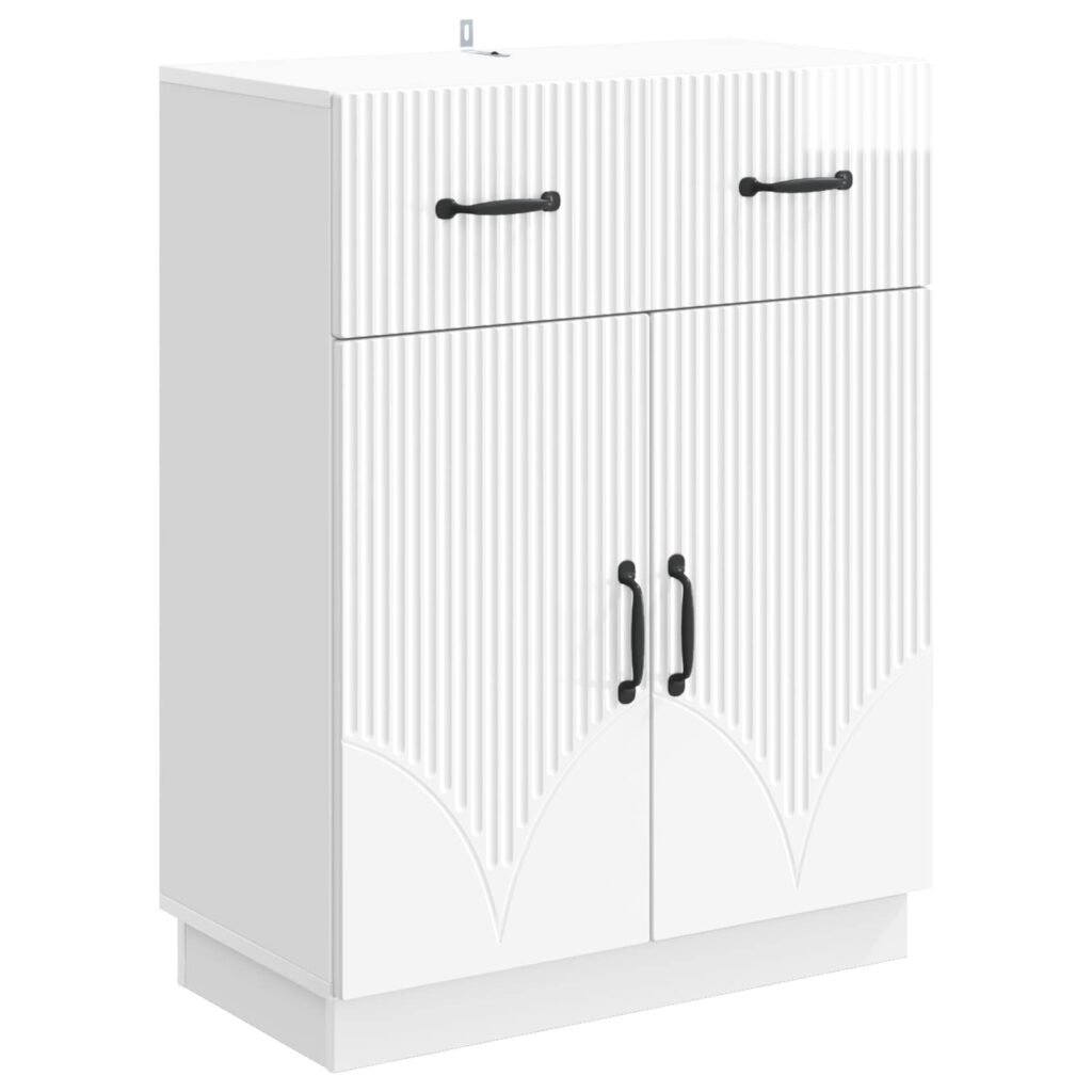 Sivupöytä Korkeakiiltoinen valkoinen 66 x 34,5 x 87 cm