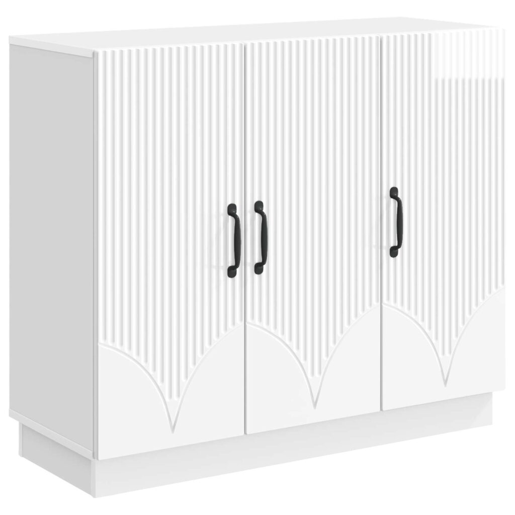 Sivupöytä Korkeakiiltoinen valkoinen 89 x 34,5 x 77 cm