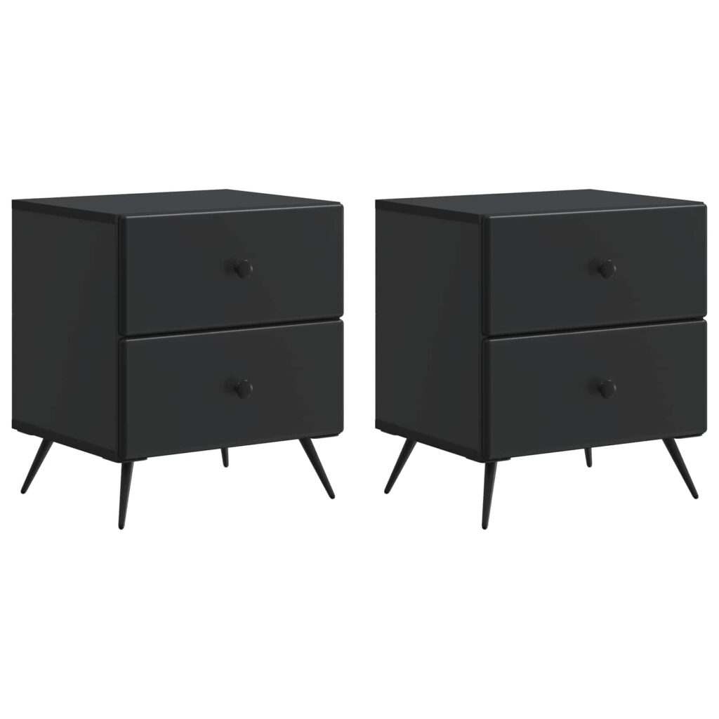 Yöpöytäkaappi 2 pcs Musta 43 x 34,5 x 47,5 cm Tekninen puu