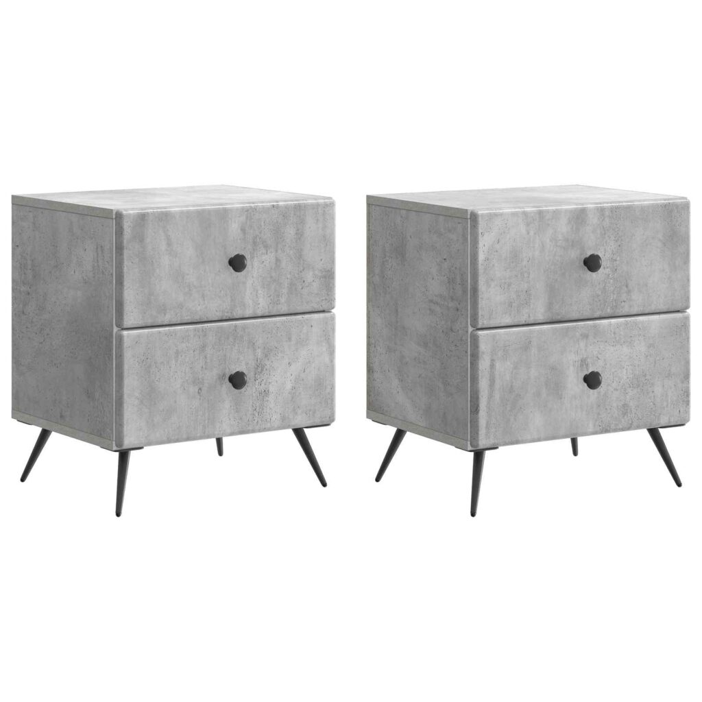 Yöpöytäkaappi 2 pcs Betoninharmaa 43 x 34,5 x 47,5 cm