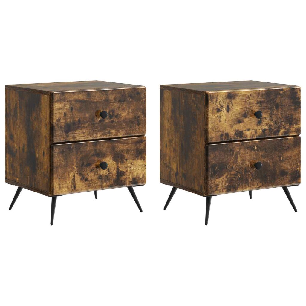 Yöpöytäkaappi 2 pcs Savutammi 43 x 34,5 x 47,5 cm Tekninen puu