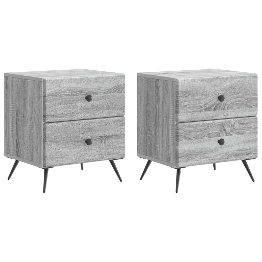Yöpöytäkaappi 2 pcs Harmaa sonoma 43 x 34,5 x 47,5 cm