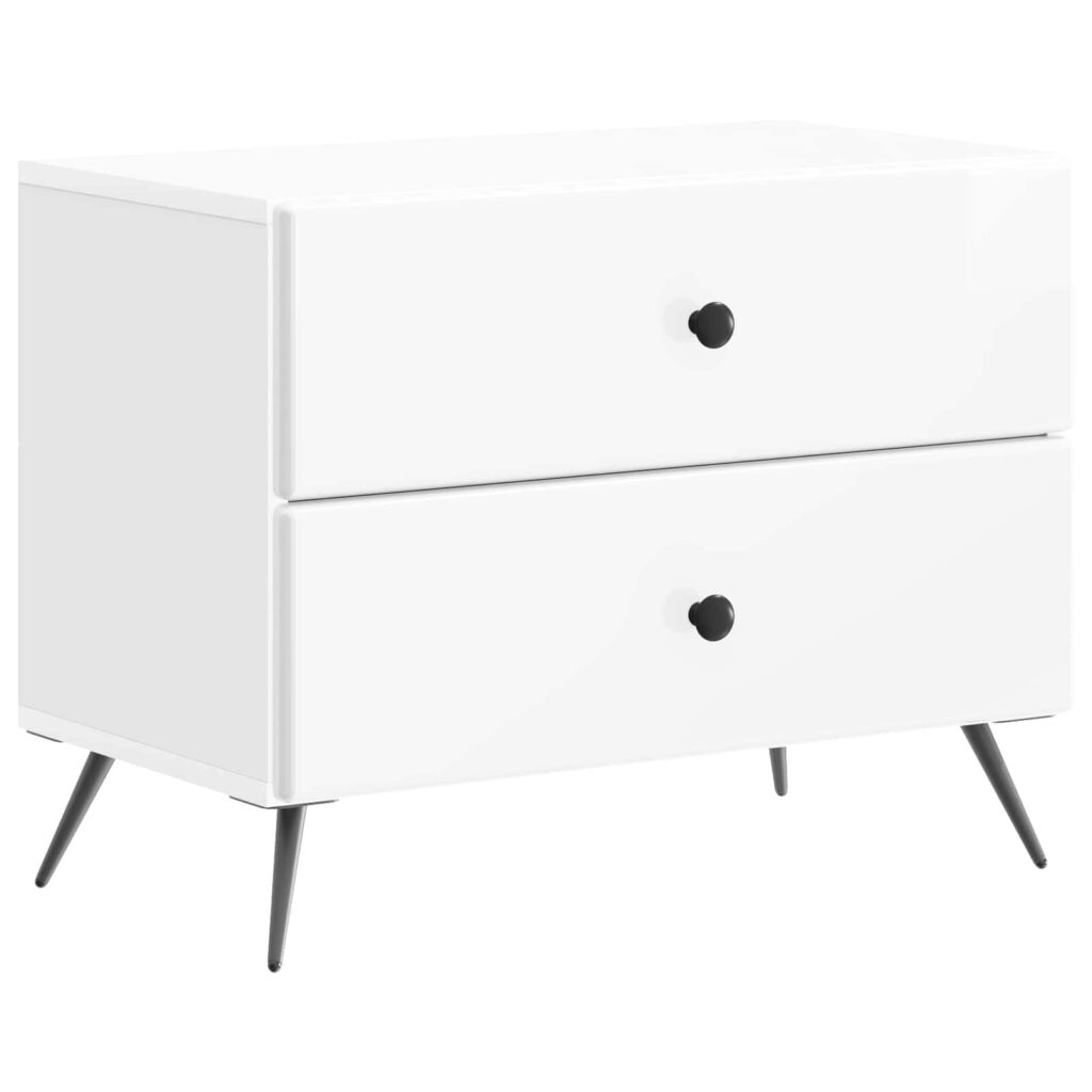 Yöpöytäkaappi Korkeakiiltoinen valkoinen 62 x 34,5 x 47,5 cm