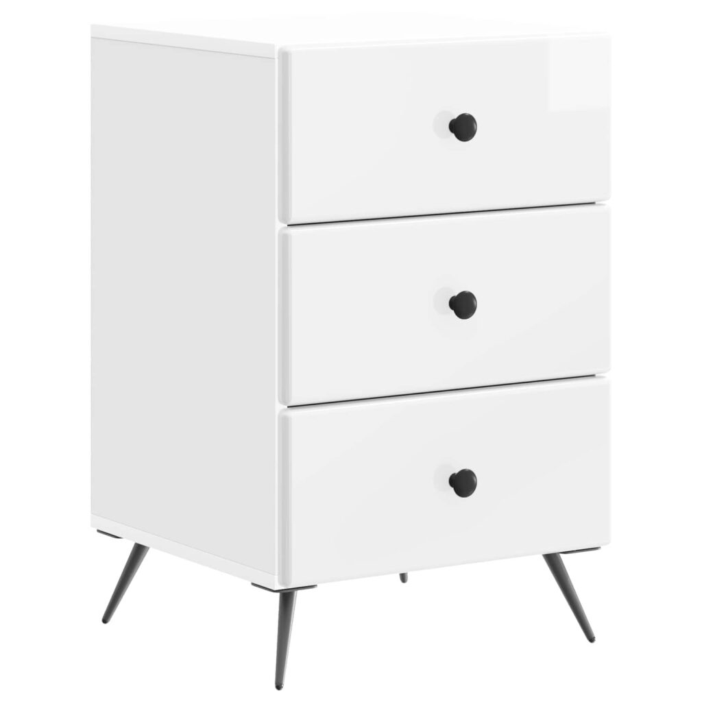 Yöpöytäkaappi Korkeakiiltoinen valkoinen 43 x 41 x 66,5 cm