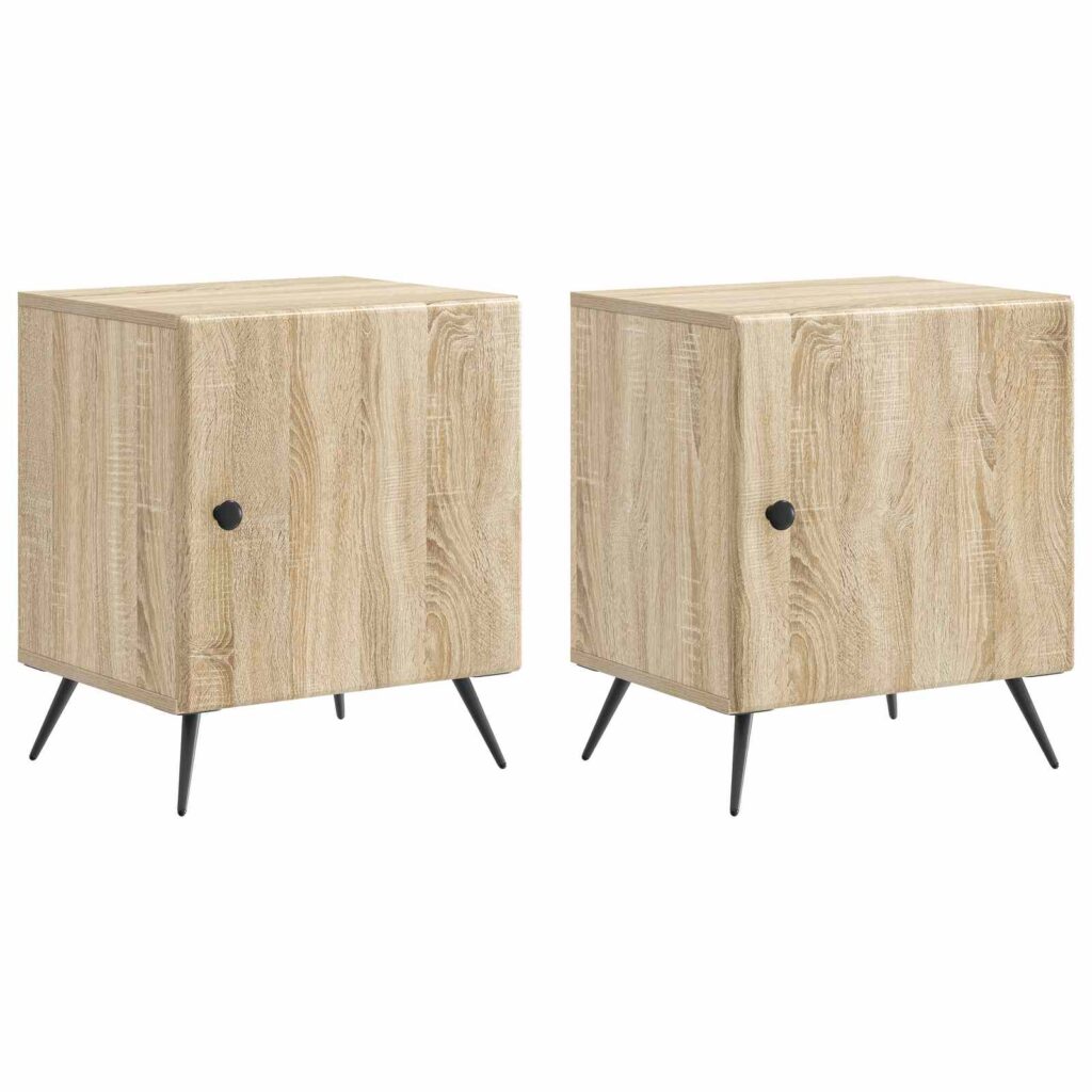 Yöpöytäkaappi 2 pcs Sonoma-tammi 43 x 34,5 x 50 cm Tekninen puu