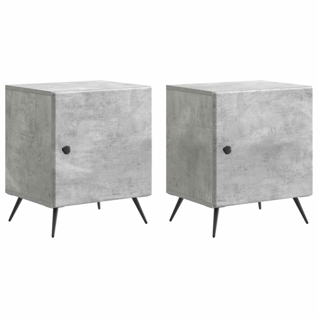 Yöpöytäkaappi 2 pcs Betoninharmaa 43 x 34,5 x 50 cm