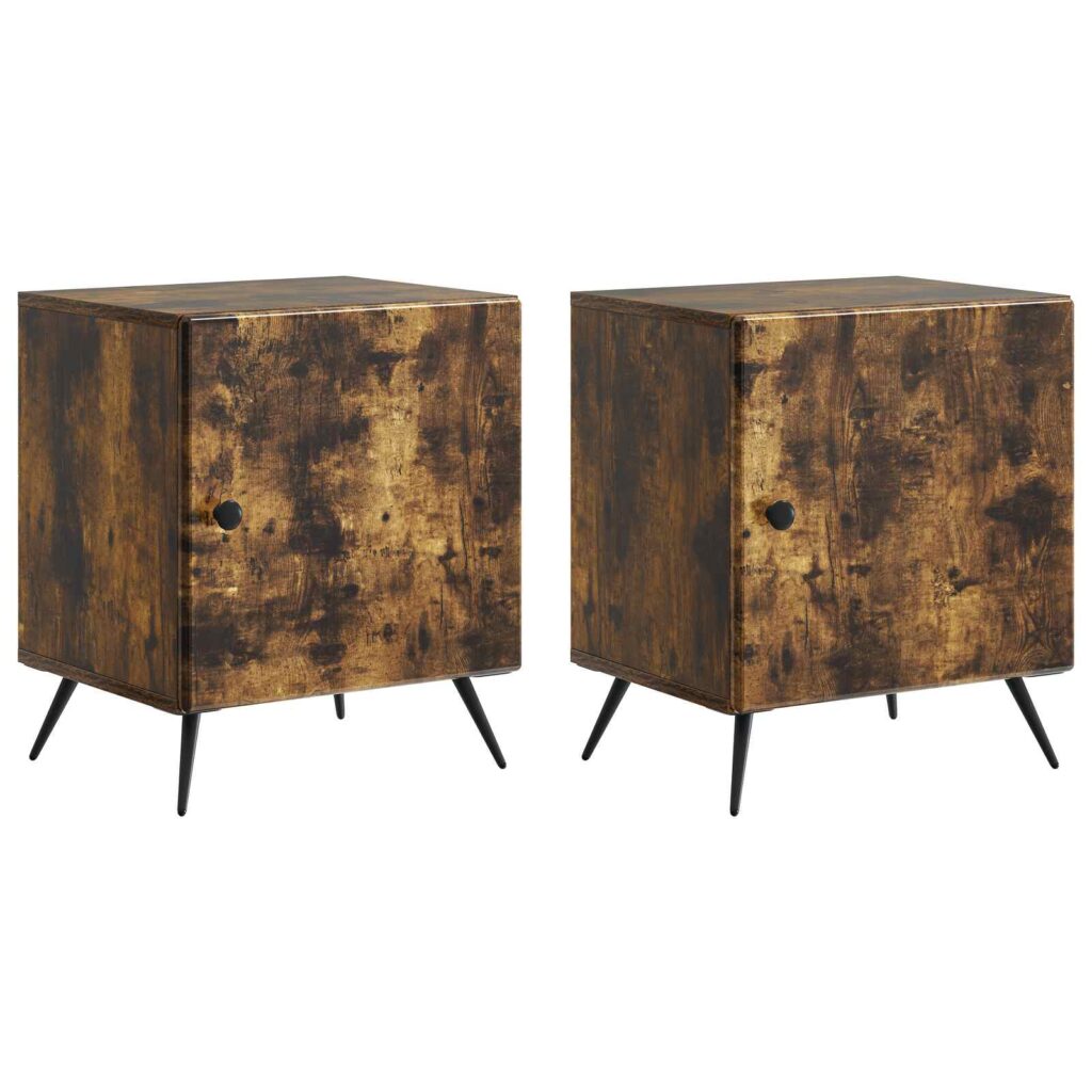 Yöpöytäkaappi 2 pcs Savutammi 43 x 34,5 x 50 cm Tekninen puu