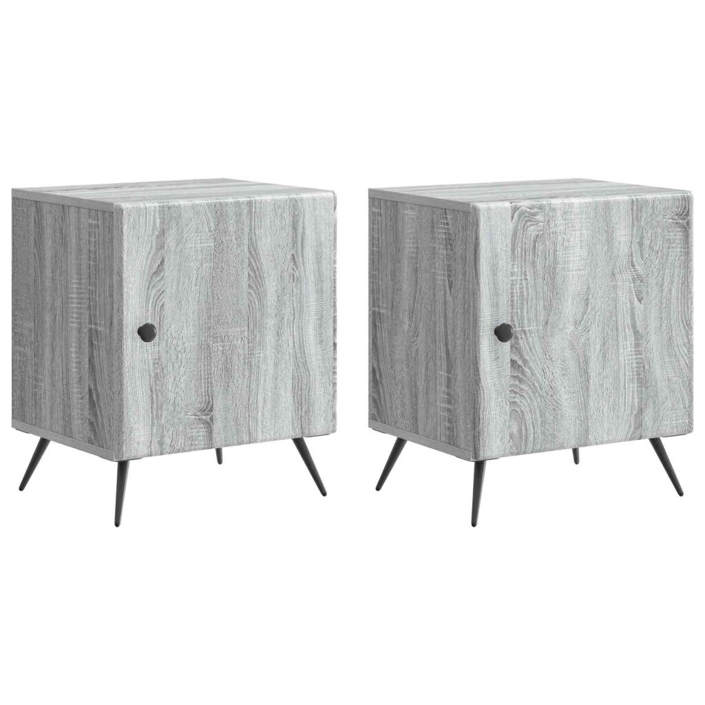 Yöpöytäkaappi 2 pcs Harmaa sonoma 43 x 34,5 x 50 cm