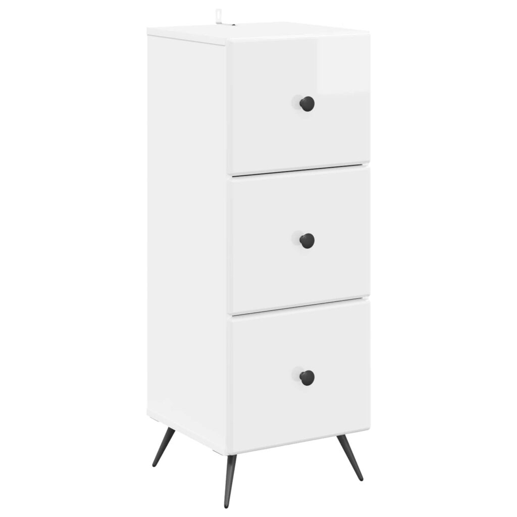 Laatikkokaappi Korkeakiiltoinen valkoinen 33 x 34,5 x 90 cm