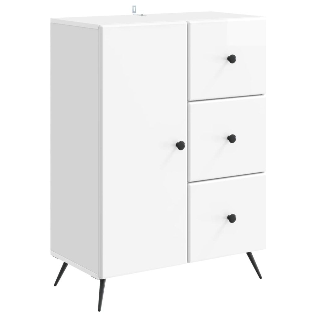 Sivupöytä Korkeakiiltoinen valkoinen 66 x 34,5 x 90 cm