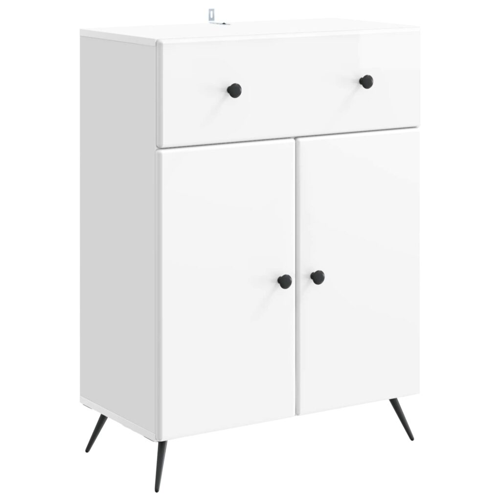 Sivupöytä Korkeakiiltoinen valkoinen 66 x 34,5 x 90 cm