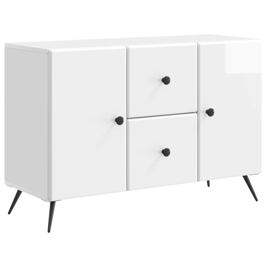 Sivupöytä Korkeakiiltoinen valkoinen 89 x 34,5 x 60 cm