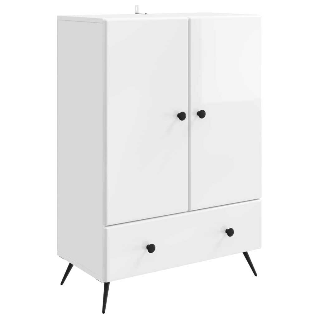 Sivupöytä Korkeakiiltoinen valkoinen 66 x 34,5 x 95 cm