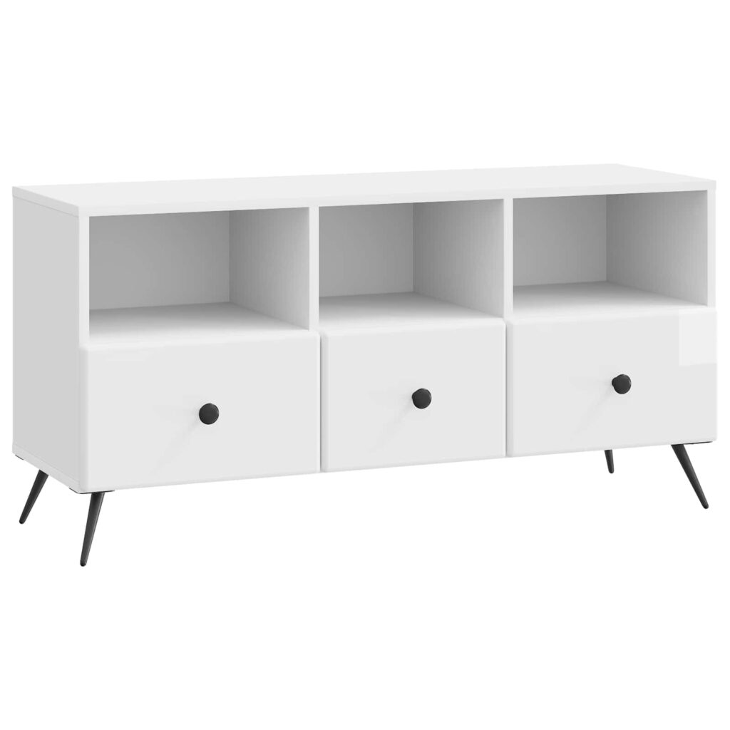 TV-kaappi Korkeakiiltoinen valkoinen 102 x 34,5 x 50 cm