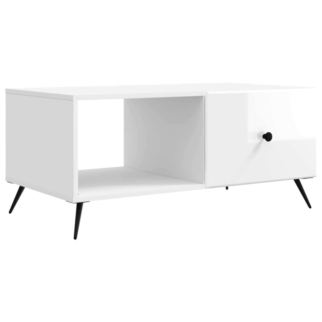 Sohvapöytä Korkeakiiltoinen valkoinen 90 x 50 x 40 cm