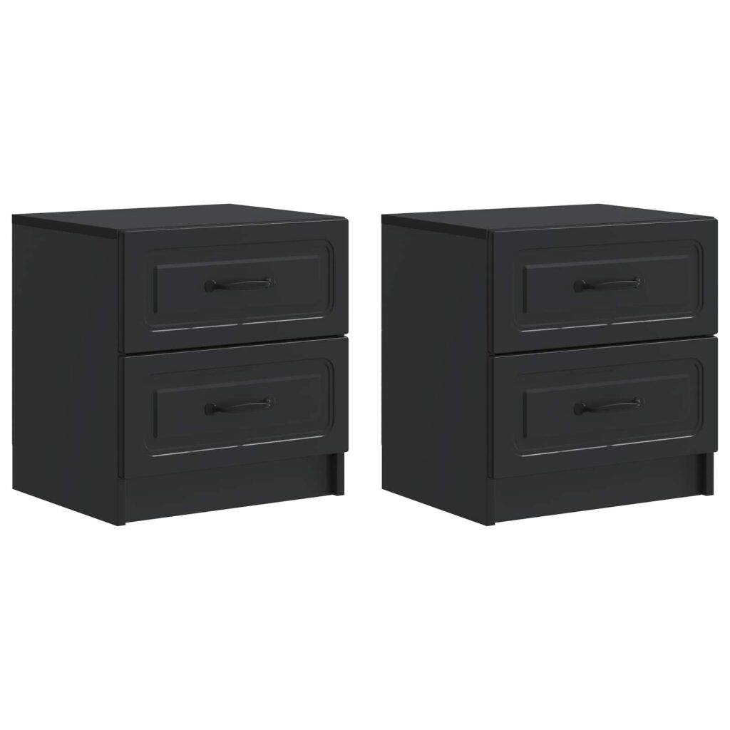 Yöpöytäkaappi 2 pcs Musta 43 x 34,5 x 44,5 cm Tekninen puu