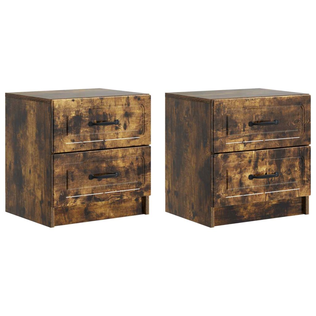 Yöpöytäkaappi 2 pcs Savutammi 43 x 34,5 x 44,5 cm Tekninen puu