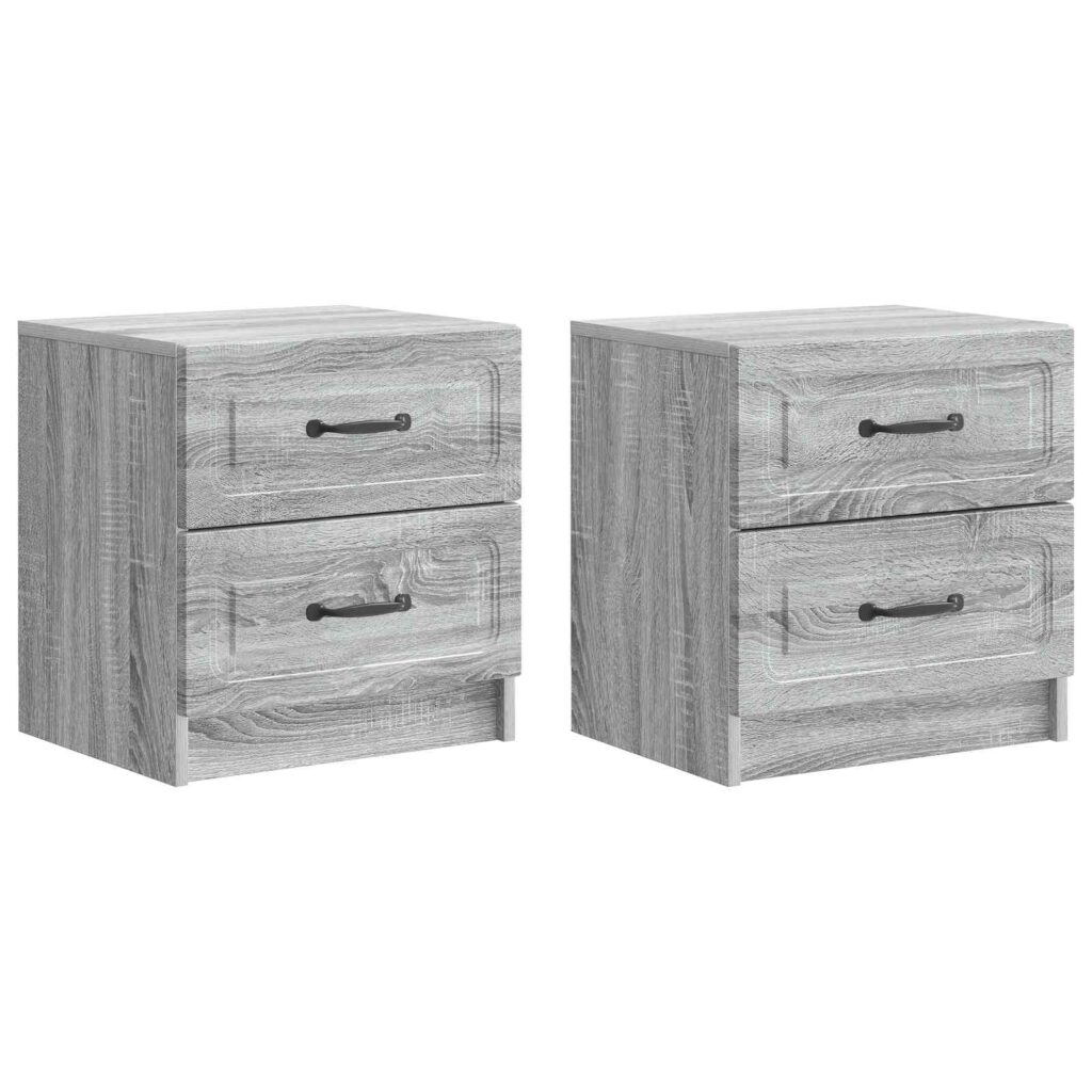 Yöpöytäkaappi 2 pcs Harmaa sonoma 43 x 34,5 x 44,5 cm