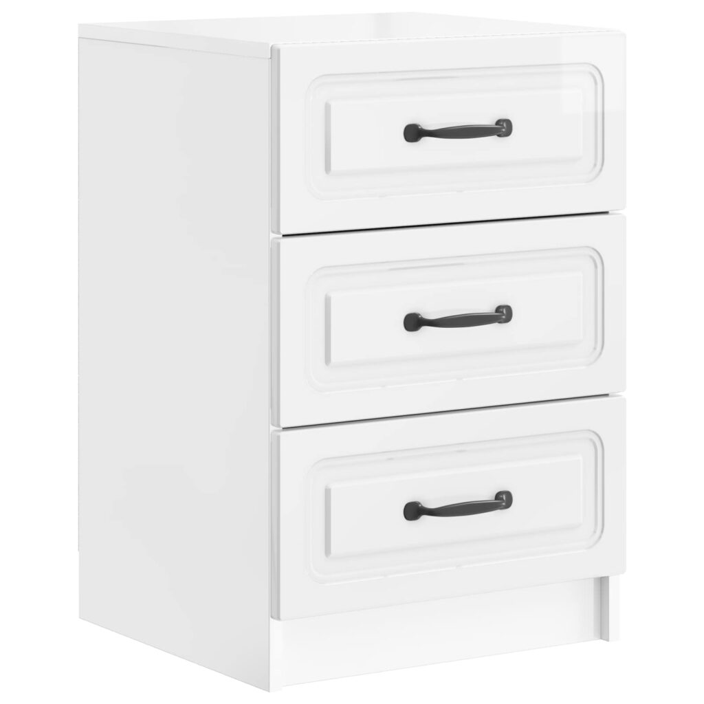 Yöpöytäkaappi Korkeakiiltoinen valkoinen 43 x 41 x 63,5 cm