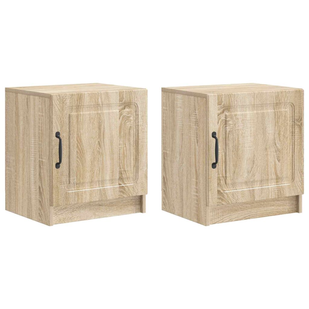 Yöpöytäkaappi 2 pcs Sonoma-tammi 43 x 34,5 x 47 cm Tekninen puu