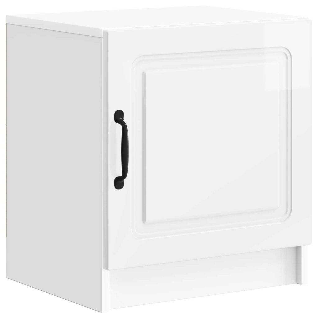 Yöpöytäkaappi Korkeakiiltoinen valkoinen 43 x 34,5 x 47 cm