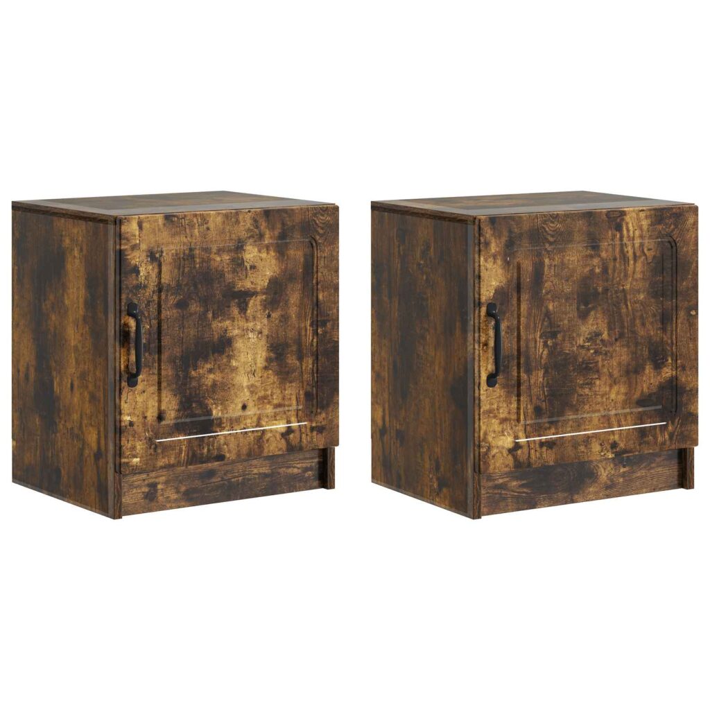 Yöpöytäkaappi 2 pcs Savutammi 43 x 34,5 x 47 cm Tekninen puu