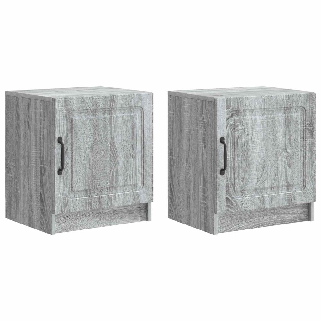 Yöpöytäkaappi 2 pcs Harmaa sonoma 43 x 34,5 x 47 cm