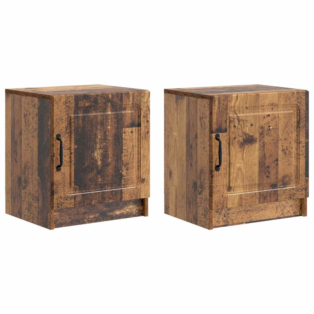 Yöpöytäkaappi 2 pcs Vanha puu 43 x 34,5 x 47 cm Tekninen puu