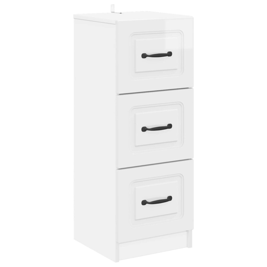Laatikkokaappi Korkeakiiltoinen valkoinen 33 x 34,5 x 87 cm