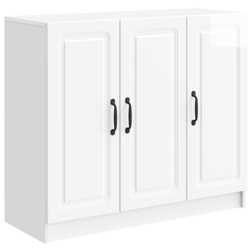 Sivupöytä Korkeakiiltoinen valkoinen 89 x 34,5 x 77 cm