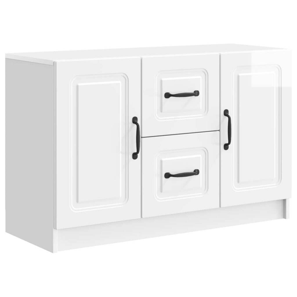 Sivupöytä Korkeakiiltoinen valkoinen 89 x 34,5 x 57 cm