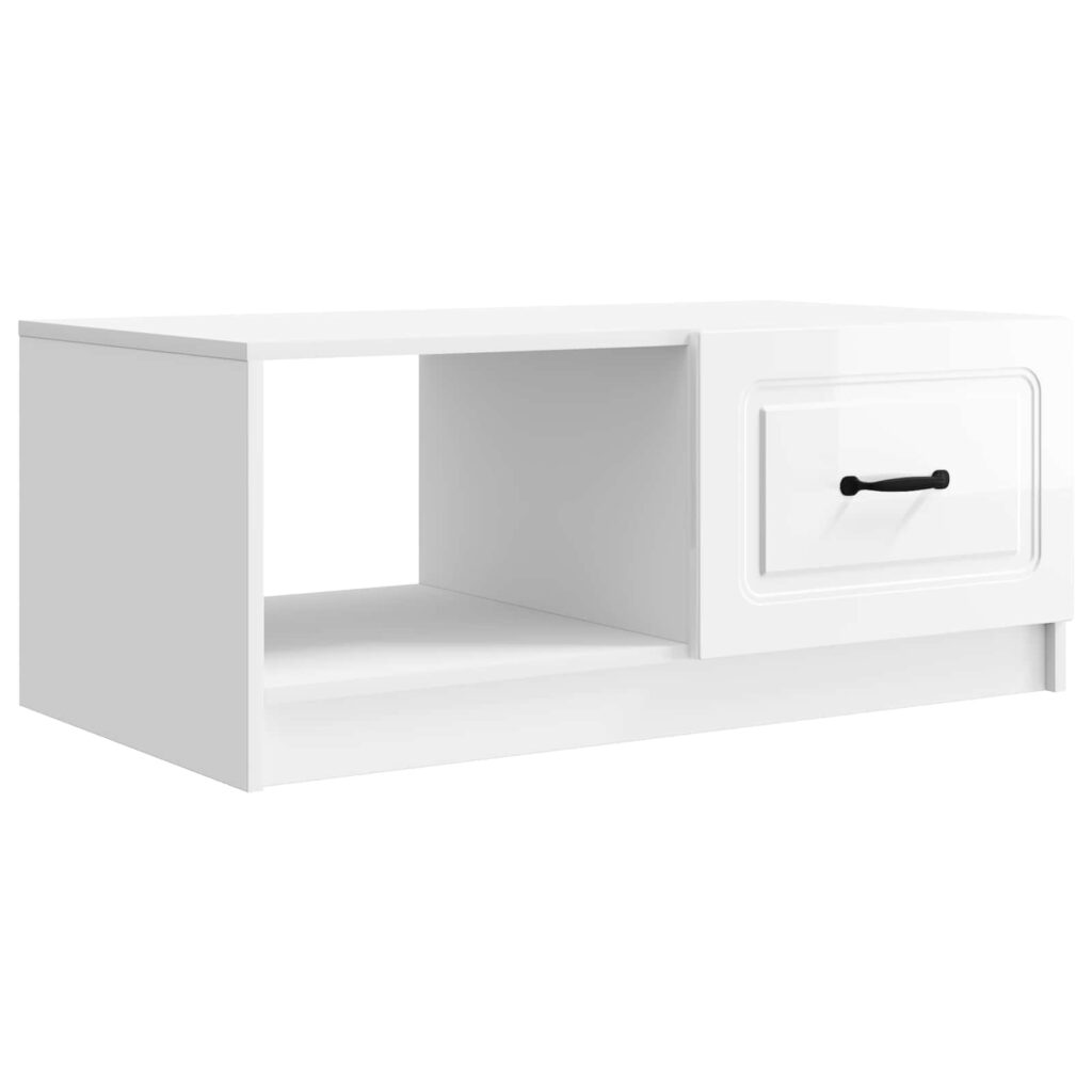 Sohvapöytä Korkeakiiltoinen valkoinen 90 x 50 x 37 cm