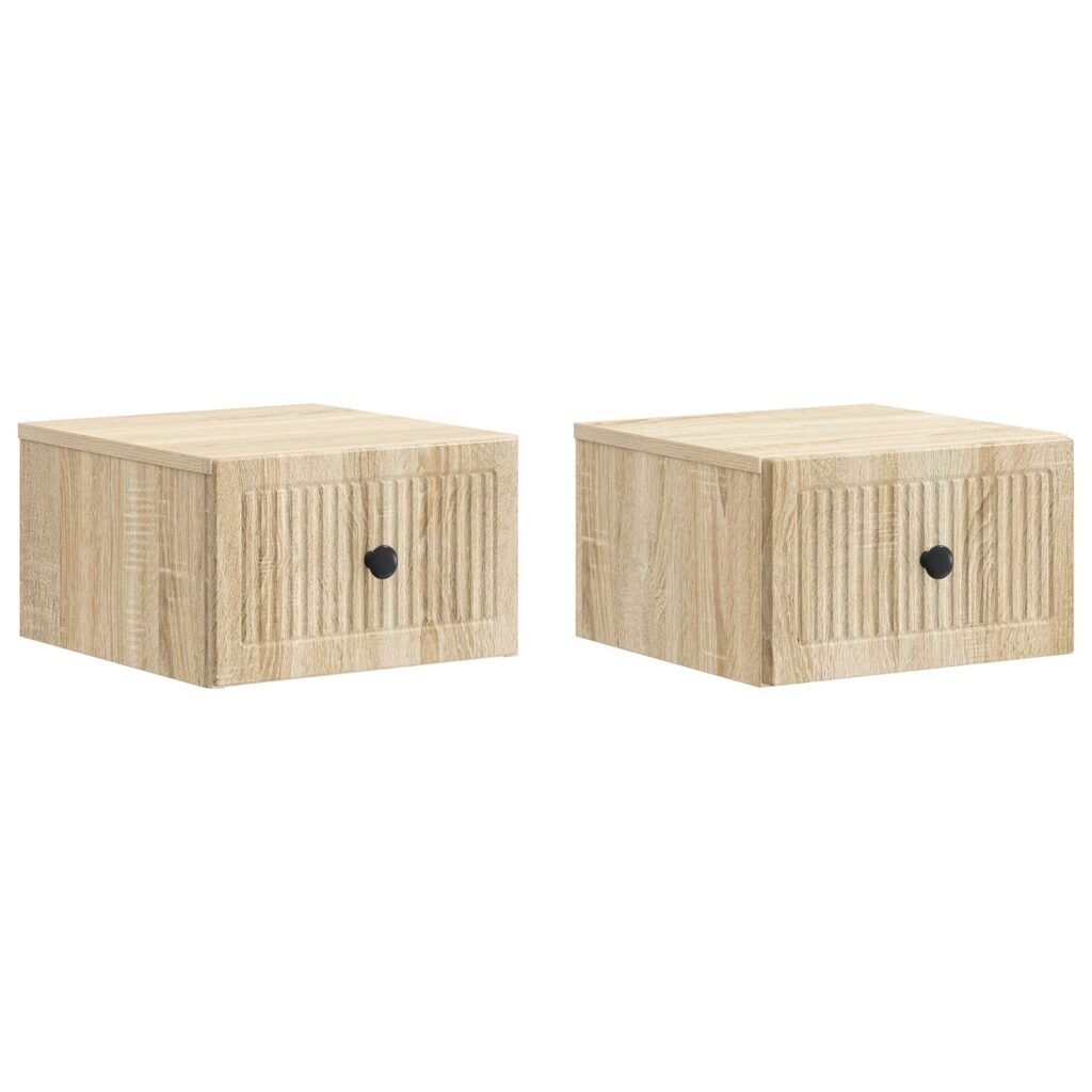 Seinälle Kiinnitettävä Yöpöytä 2 pcs Sonoma-tammi Tekninen puu