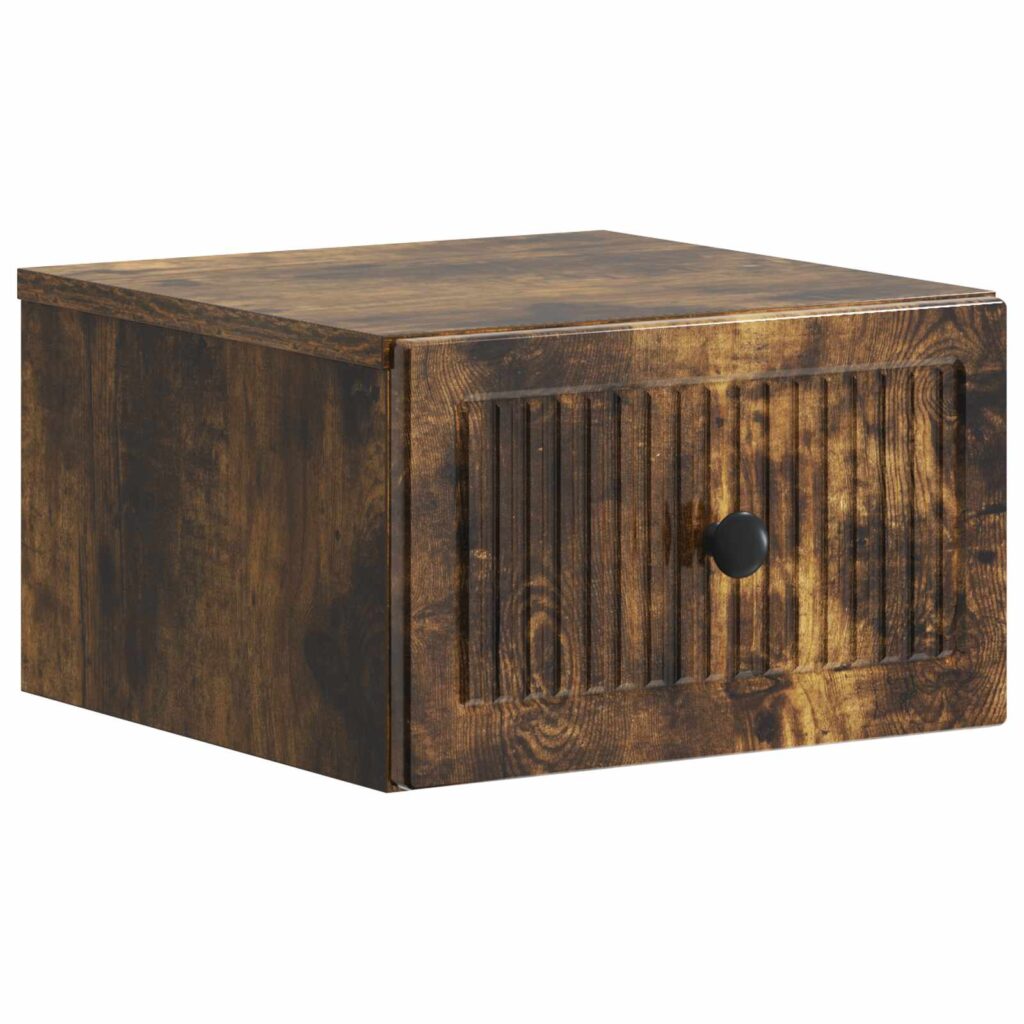 Seinälle Kiinnitettävä Yöpöytä Savutammi 33 x 34,5 x 20 cm