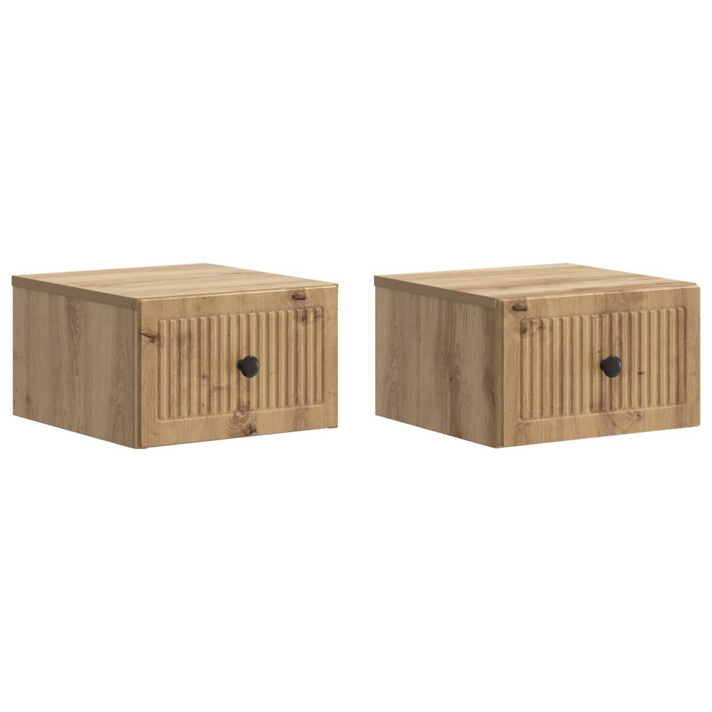 Seinälle Kiinnitettävä Yöpöytä 2 pcs Artisaanitammi