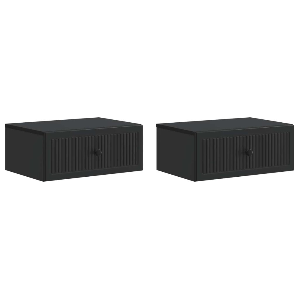Yöpöytäkaappi 2 pcs Musta 49 x 34,5 x 20 cm Tekninen puu