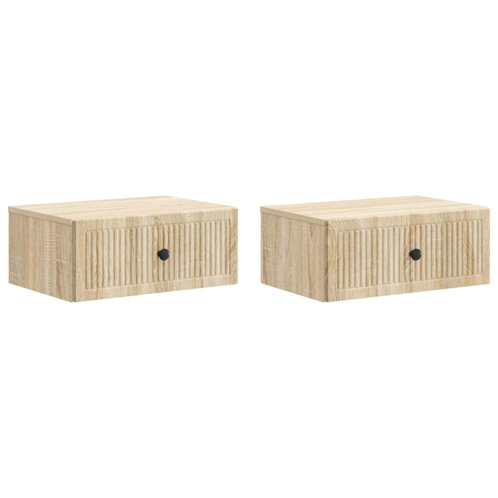 Yöpöytäkaappi 2 pcs Sonoma-tammi 49 x 34,5 x 20 cm Tekninen puu