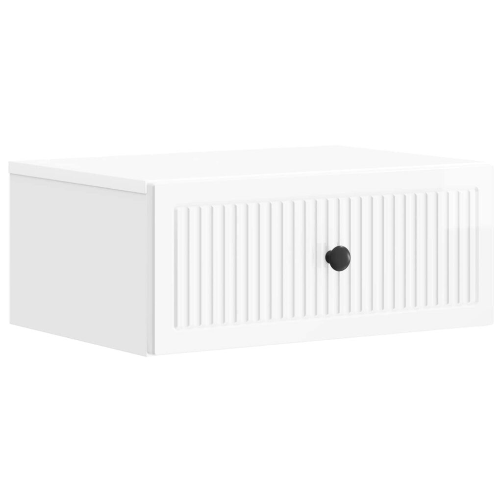 Yöpöytäkaappi Korkeakiiltoinen valkoinen 49 x 34,5 x 20 cm