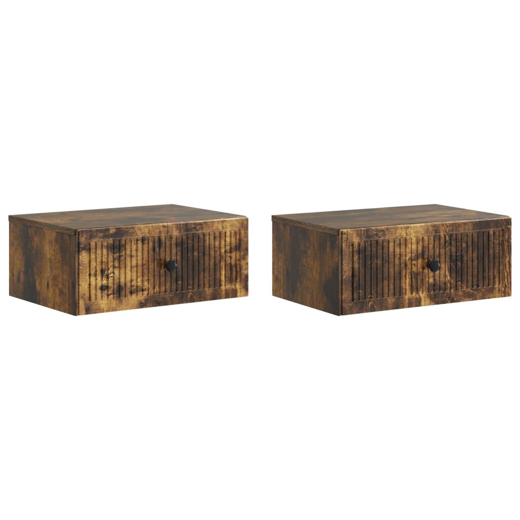 Yöpöytäkaappi 2 pcs Savutammi 49 x 34,5 x 20 cm Tekninen puu