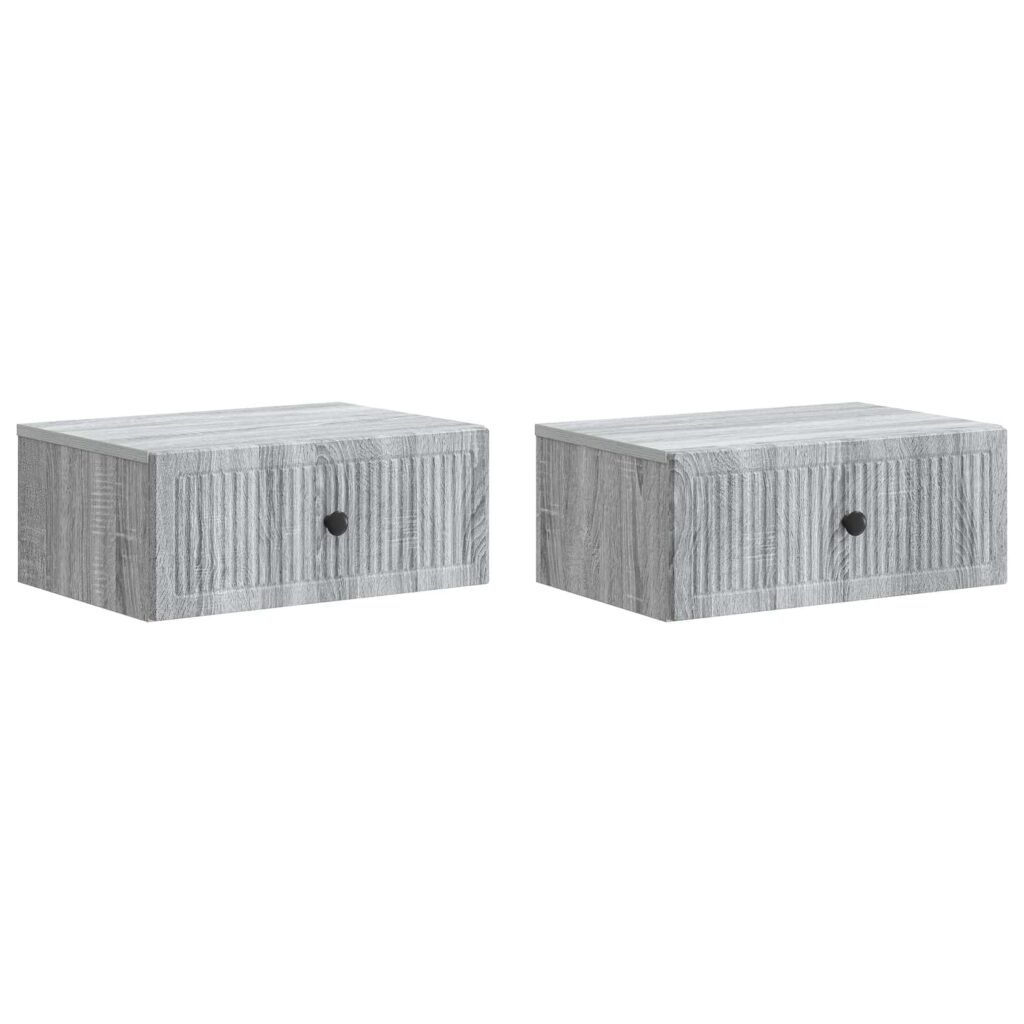 Yöpöytäkaappi 2 pcs Harmaa sonoma 49 x 34,5 x 20 cm
