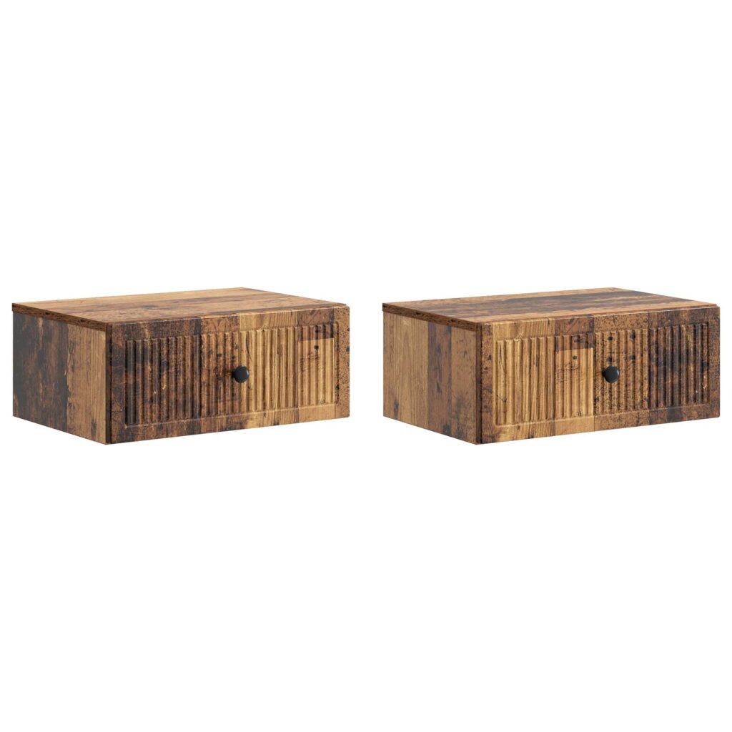 Yöpöytäkaappi 2 pcs Vanha puu 49 x 34,5 x 20 cm Tekninen puu