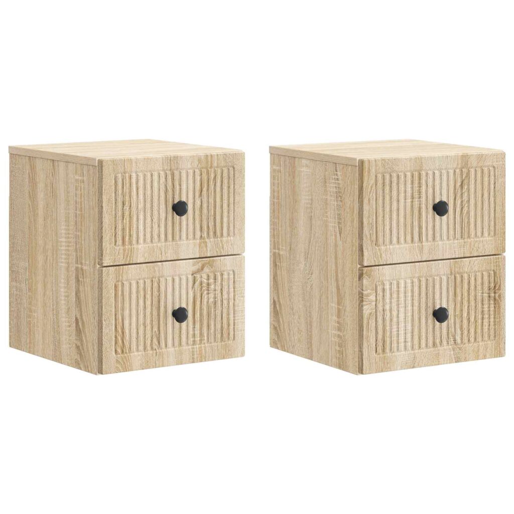 Seinälle Kiinnitettävä Yöpöytä 2 pcs Sonoma-tammi Tekninen puu