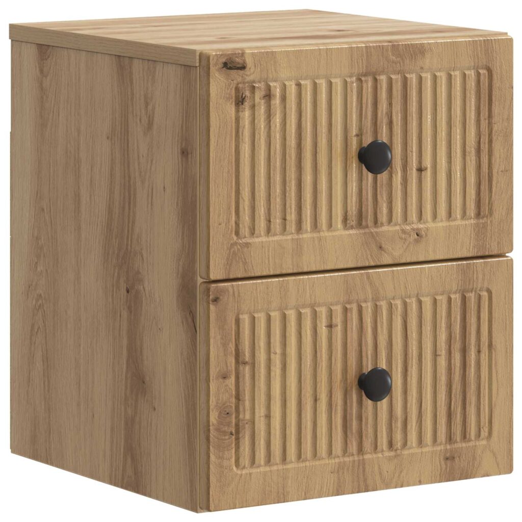 Seinälle Kiinnitettävä Yöpöytä Artisaanitammi 33 x 34,5 x 40 cm