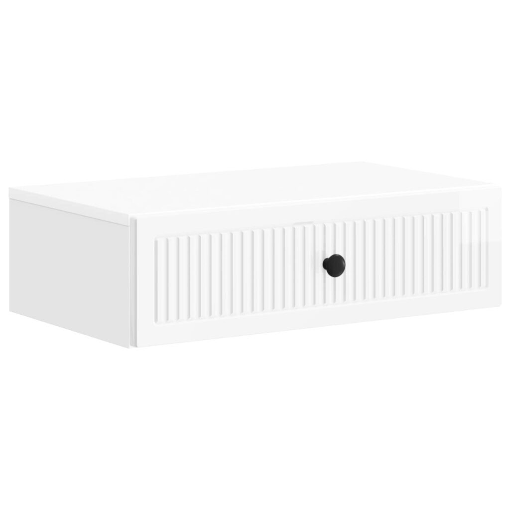 Seinälle Asennettava Sivupöytä Korkeakiiltoinen valkoinen
